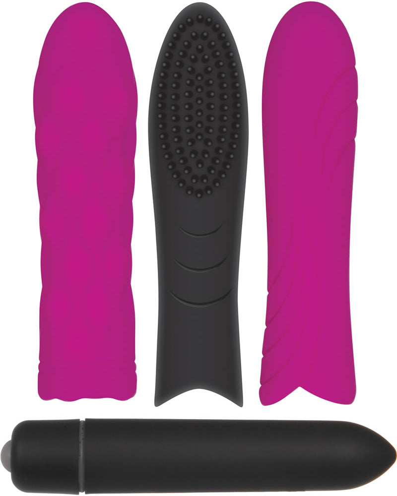 Trío de fundas de silicona Pleasure con juego de balas a prueba de agua