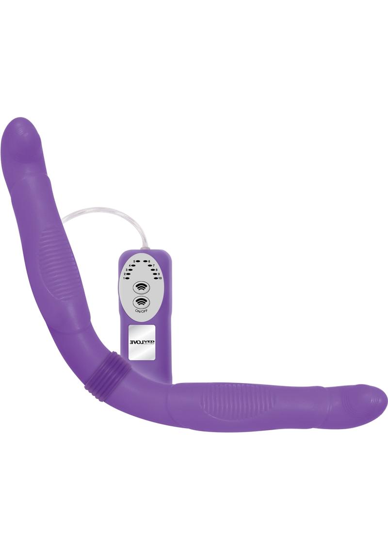 Double Trouble Vibrating Wired Remote Control Dildo Waterproof Purple