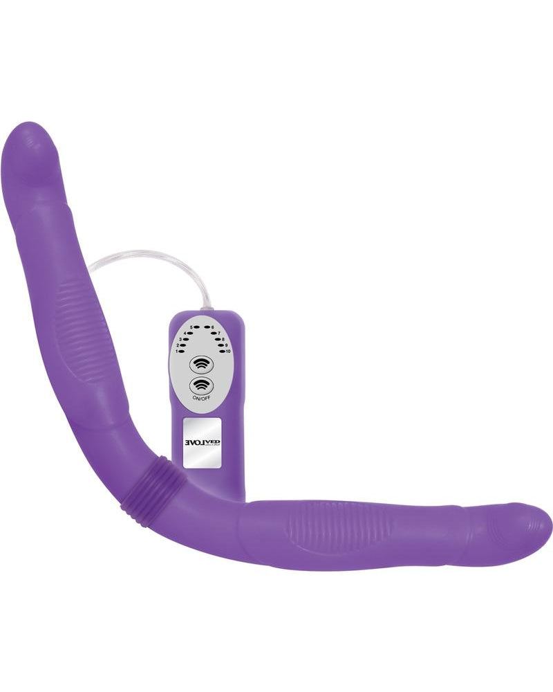 Consolador con control remoto y vibración Double Trouble, resistente al agua, morado