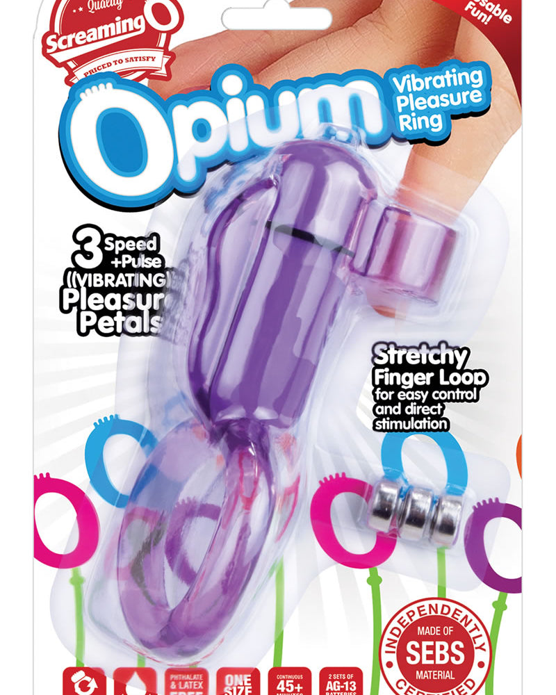 Anillo vibrador para el pene Opium resistente al agua, morado, 6 unidades por caja