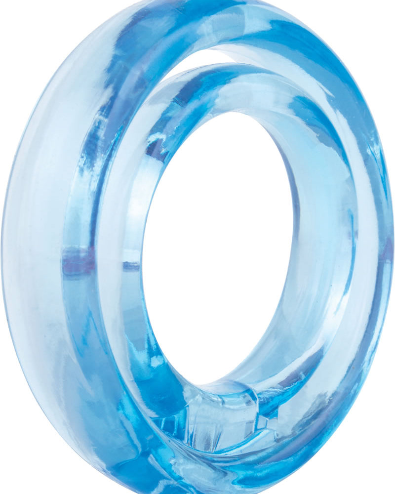 Anillo para el pene Ring O 2 con correa para testículos, resistente al agua, color azul, 12 unidades por caja