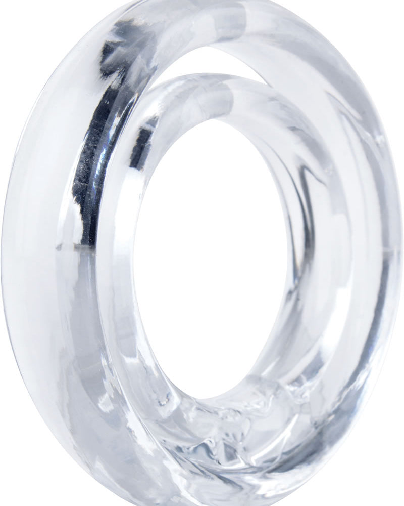 Anillo para el pene Ring O 2 con correa para testículos, resistente al agua, transparente, 12 unidades por caja