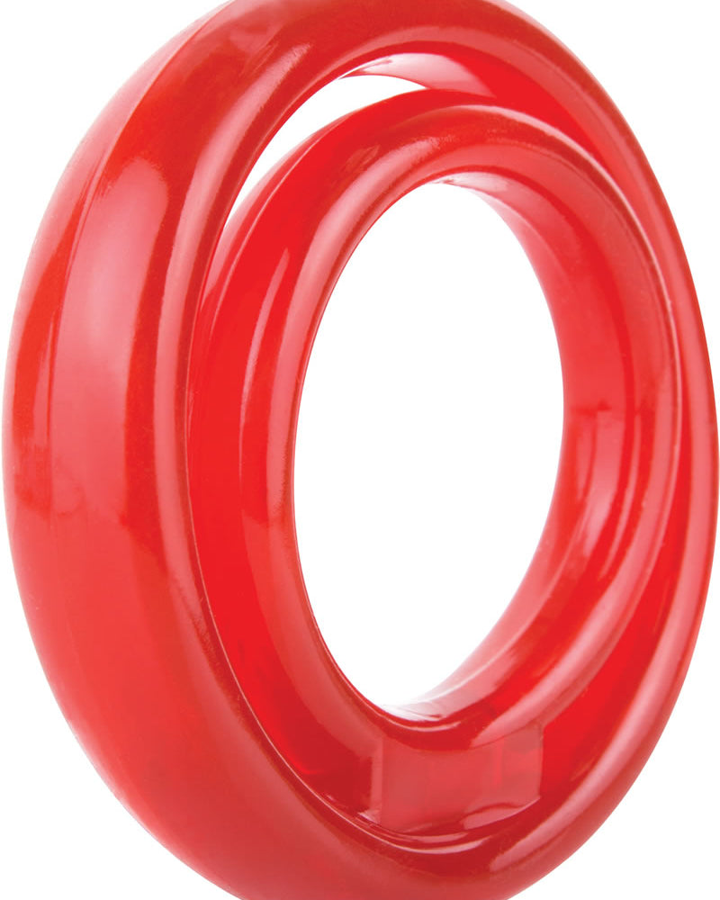 Anillo para el pene Ring O 2 con correa para testículos, resistente al agua, color rojo, 12 unidades por caja