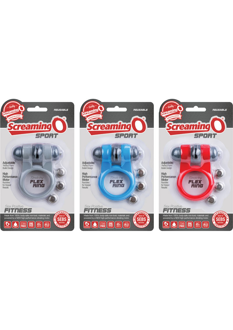 Screaming O Sport Vibrating Cockring Waterproof Assorted Colors 6 Each Per Box