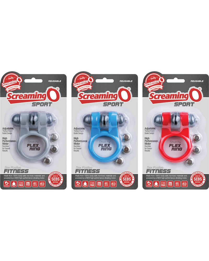 Screaming O Sport Vibrating Cockring Waterproof Assorted Colors 6 Each Per Box