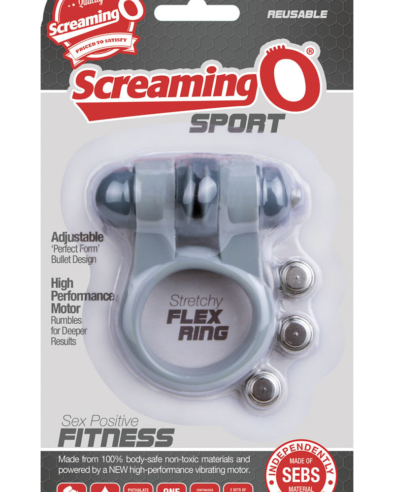 Screaming O Sport Vibrating Cockring Waterproof Grey 6 Each Per Box
