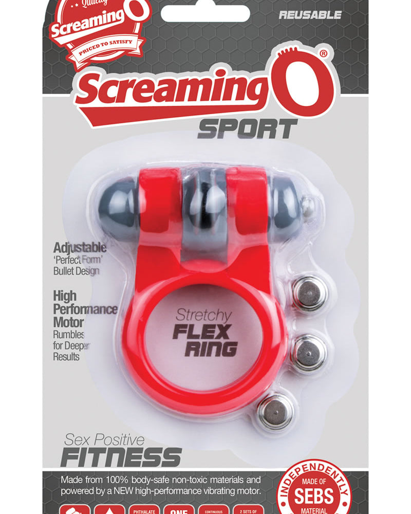 Screaming O Sport Vibrating Cockring Waterproof Red 6 Each Per Box