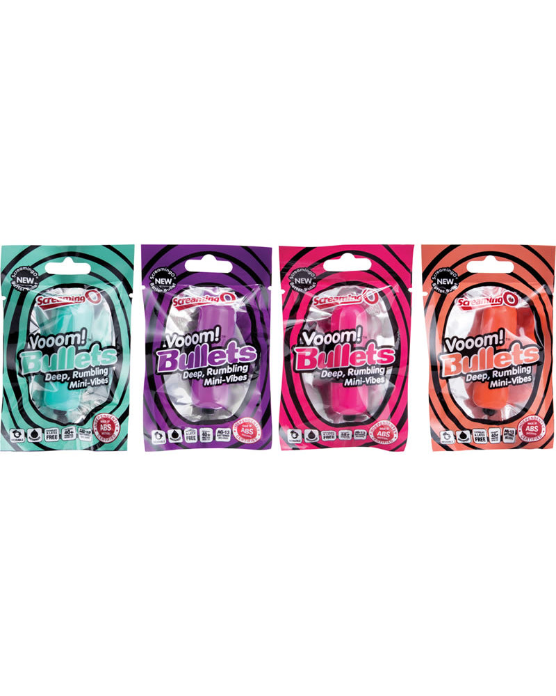 Vooom Bullets Mini Vibes Waterproof Assorted Colors 20 Each Per Counter Display