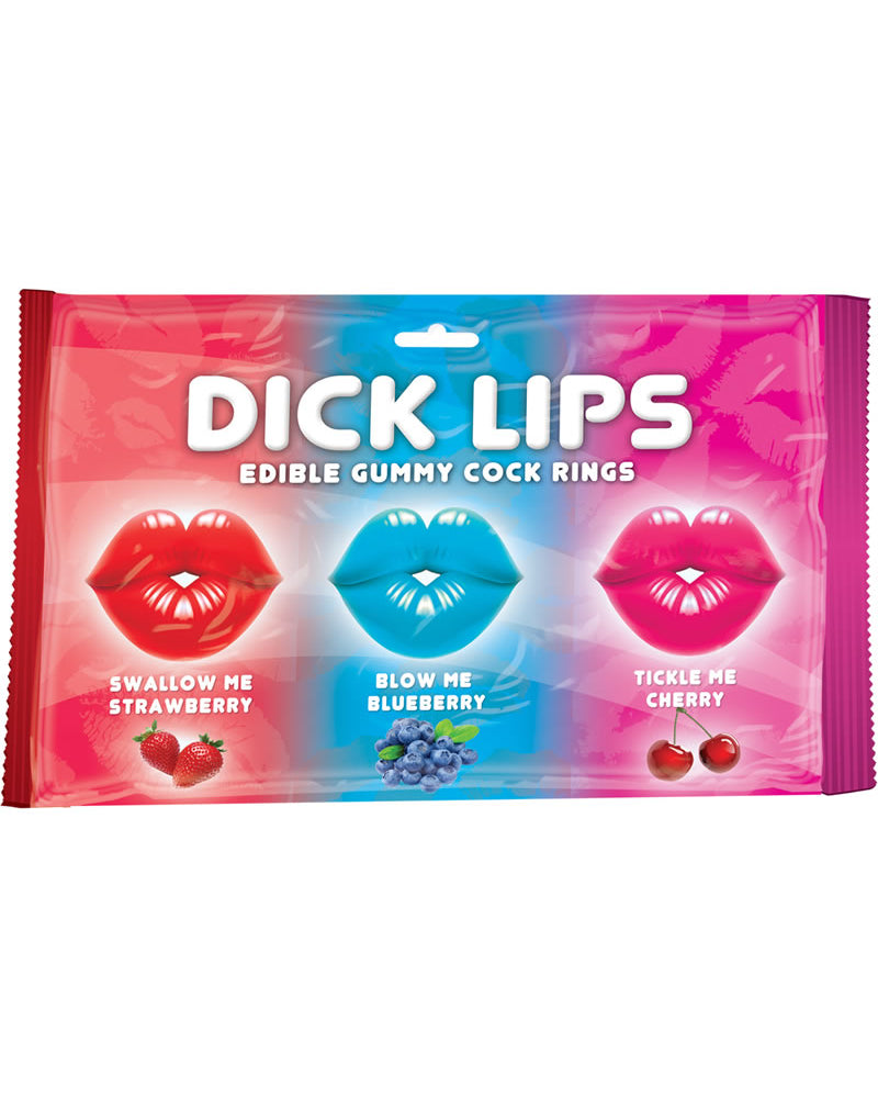 Anillos de goma comestibles para el pene Dick Lips, paquete de 3