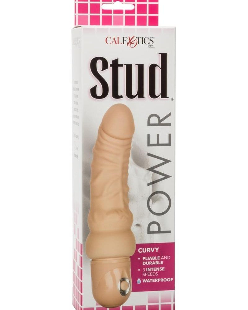 Power Stud Curvy Flexible Realistic Vibrator Waterproof Ivory 6.75 Inch
