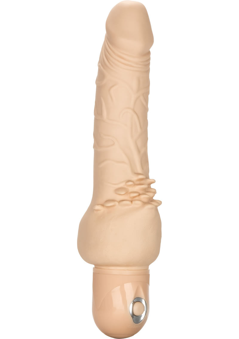 Vibrador realista flexible Power Stud Cliterrific resistente al agua color marfil de 7,5 pulgadas