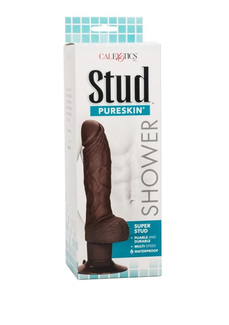 Shower Stud Super Stud Vibrating Dildo Waterproof Brown 5 Inch