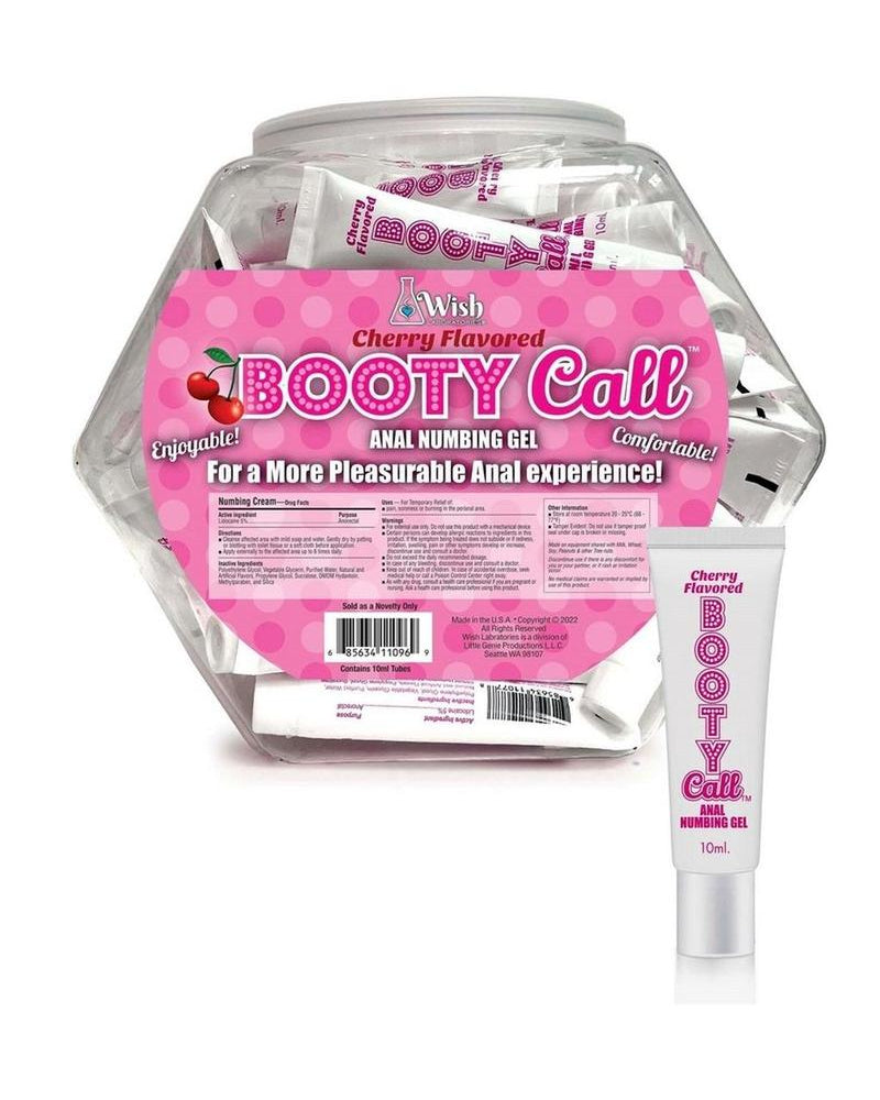 Gel anestésico anal Booty Call Fishbowl sabor a cereza 10 ml 72 sobres