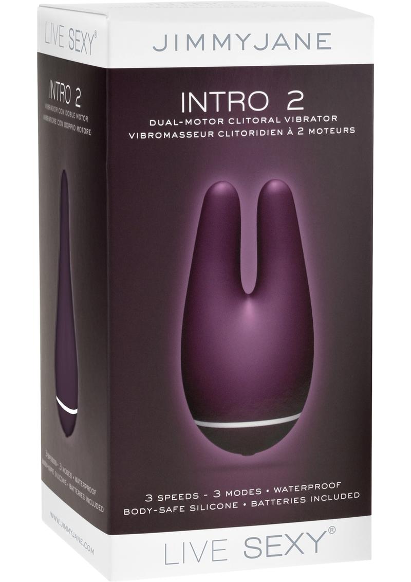 Vibrador de clítoris con motor dual de silicona Live Sexy Intro 2, resistente al agua, morado