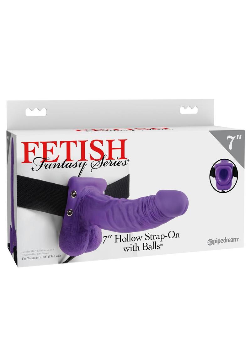 Fetish Fantasy 7 Inch Hollow Strap On With Balls Purple