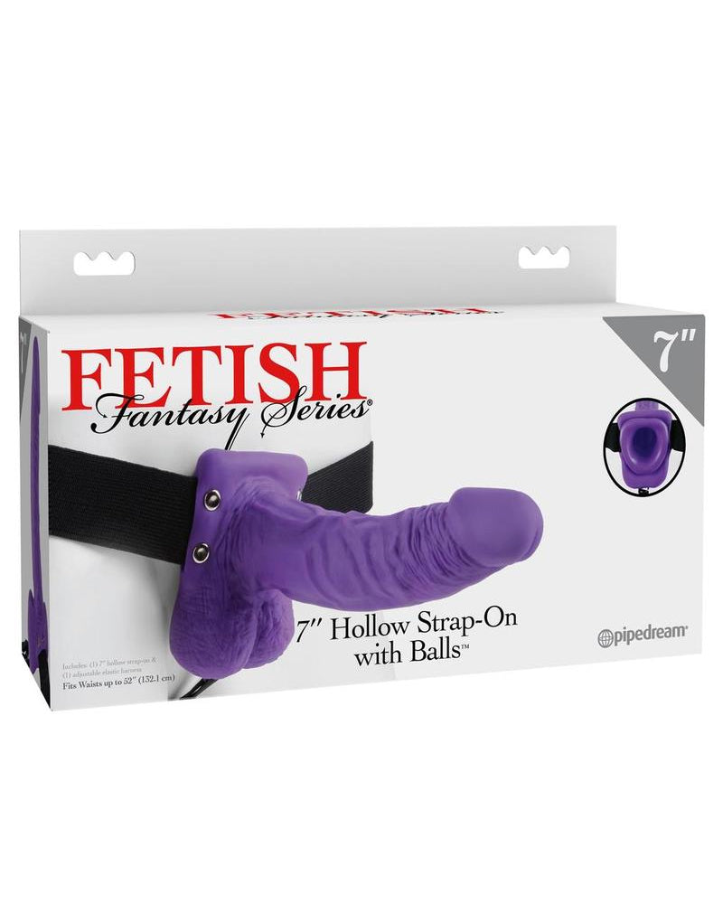 Fetish Fantasy 7 Inch Hollow Strap On With Balls Purple