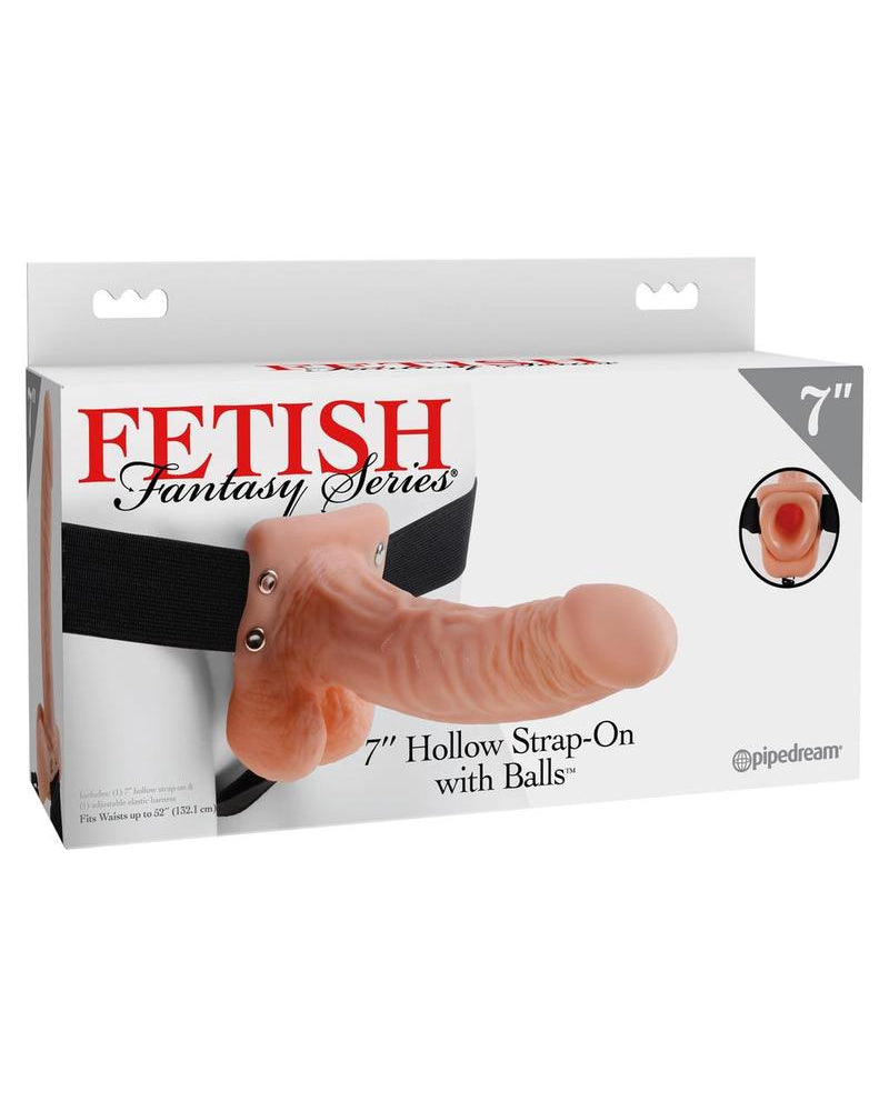 Fetish Fantasy 7 Inch Hollow Strap On With Balls Flesh
