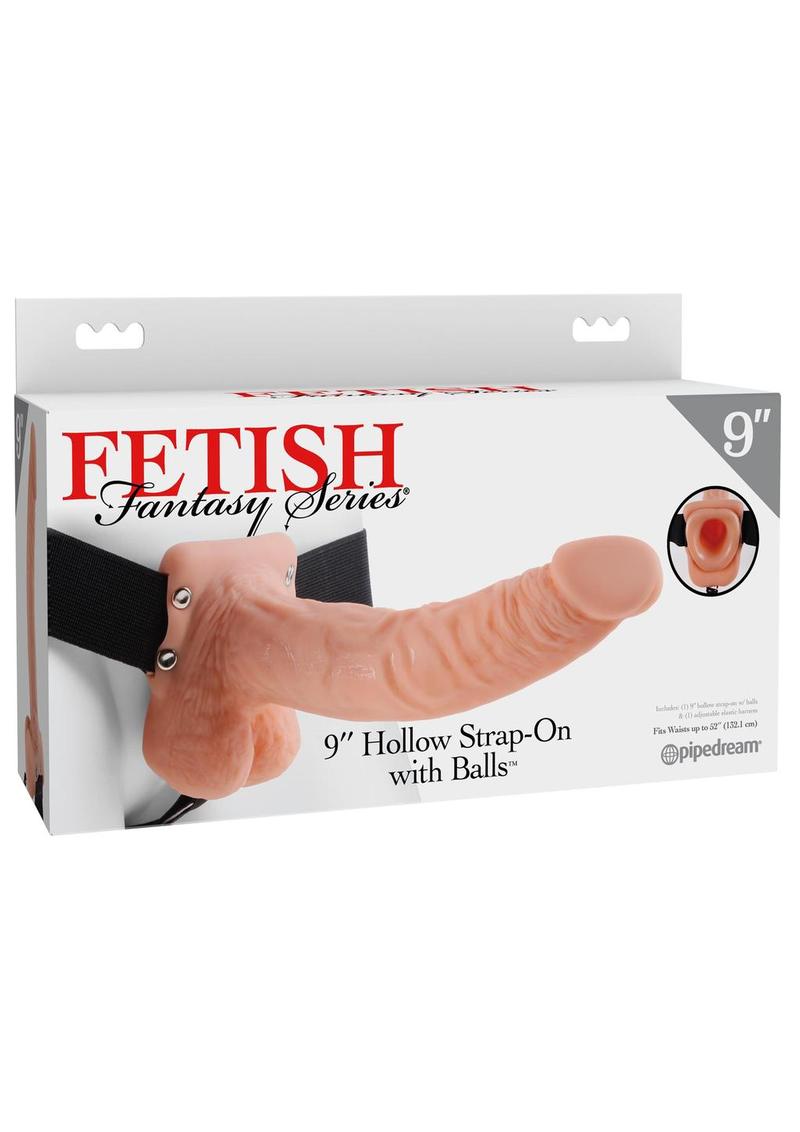 Fetish Fantasy - Correa hueca de 23 cm con bolas color carne