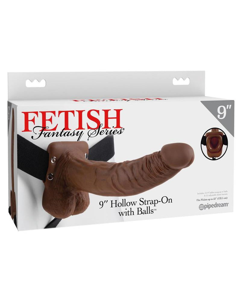 Fetish Fantasy 9 Inch Hollow Strap On With Balls Brown