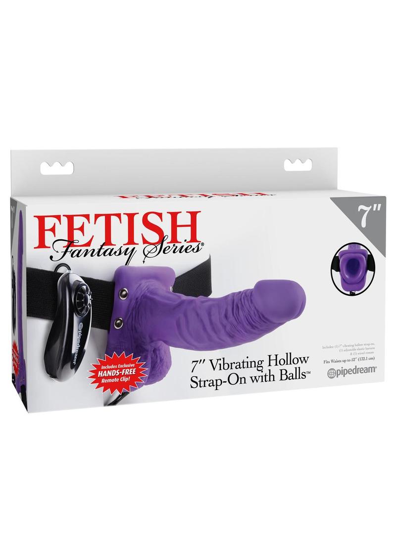 Fetish Fantasy 7 Inch Vibe Hollow Strapon With Balls Purple