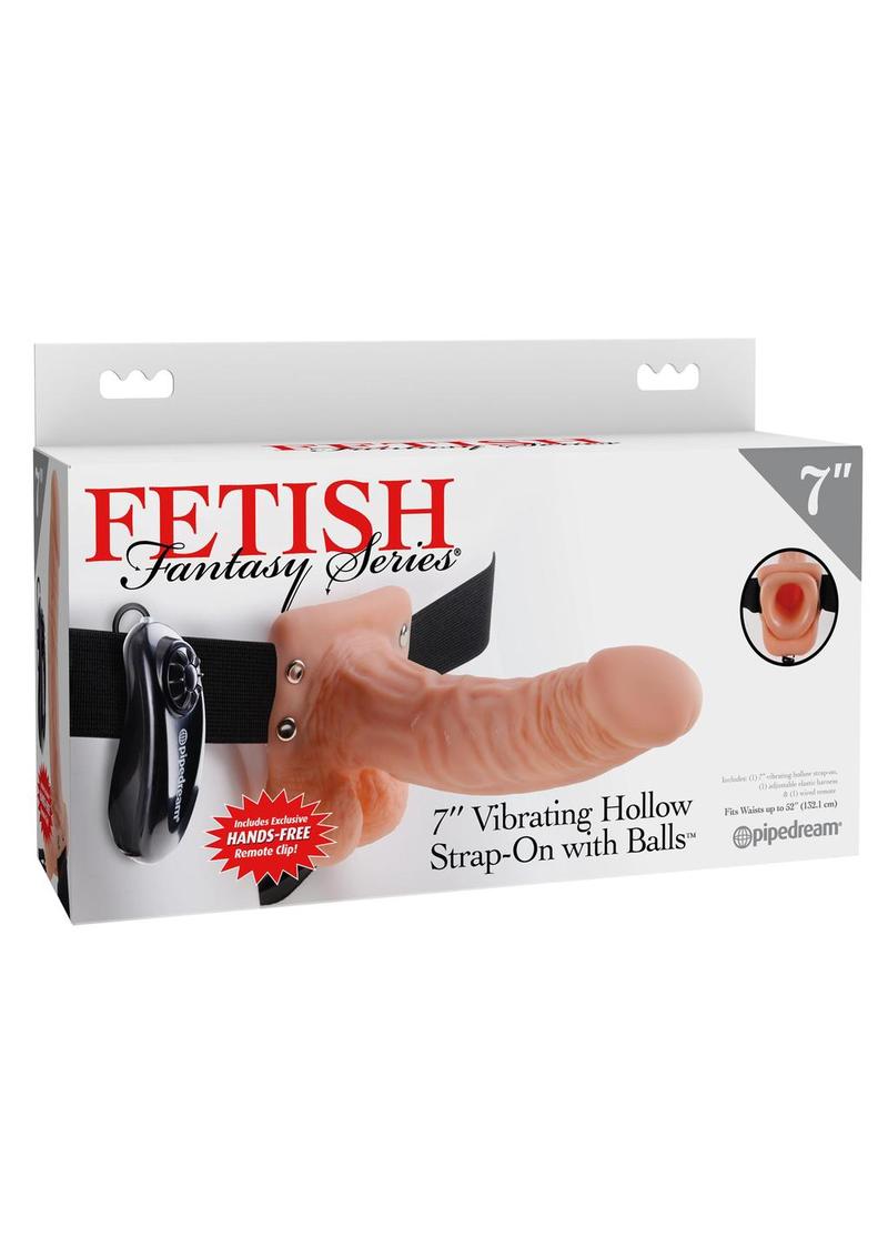 Fetish Fantasy 7 Inch Vibe Hollow Strapon With Balls Flesh