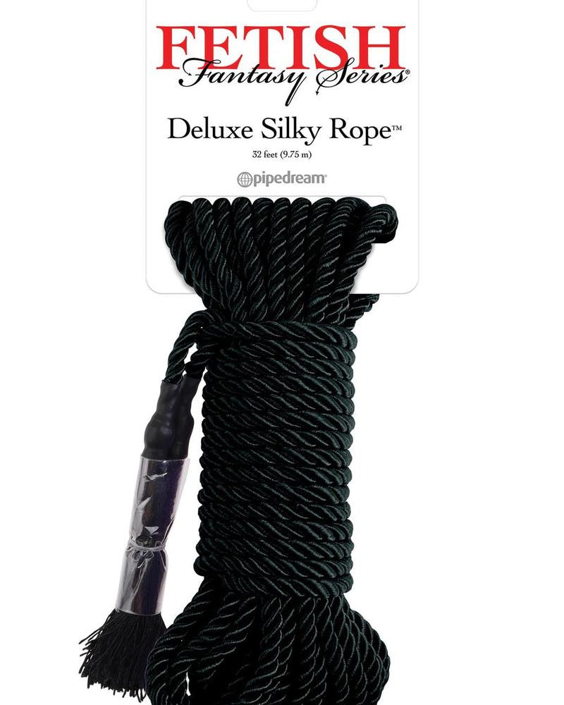 Festish Fantasy Series Deluxe Silk Rope Black 32 Feet