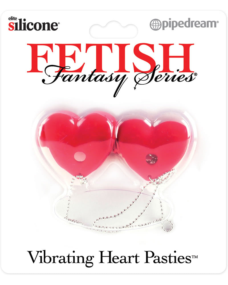 Pastillas para pezones con vibración en forma de corazón Festish Fantasy, color rojo