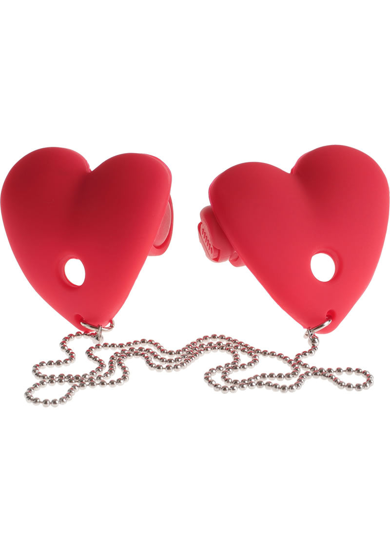 Festish Fantasy - Vibrating Heart Nipple Pasties - Red