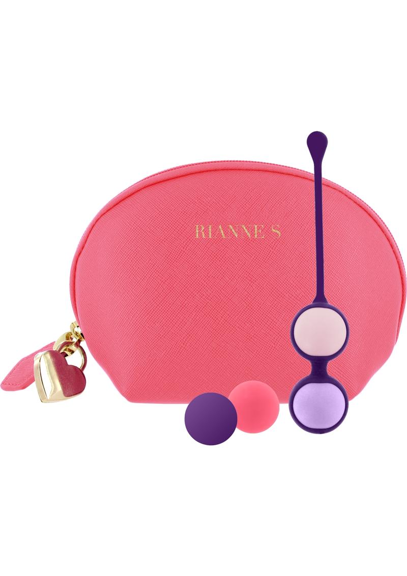 Rianne S Pussy Play Balls Silicone Kegal Balls With Coral Rose Bag