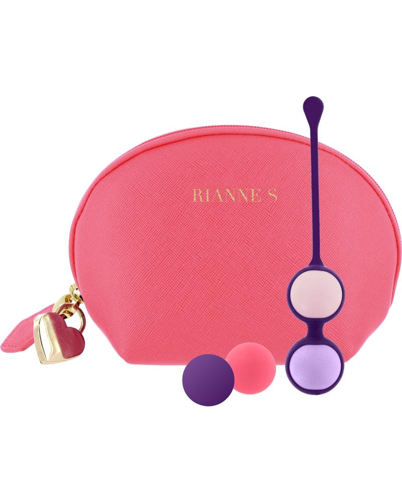 Bolas de silicona para el clítoris Rianne S Pussy Play con bolsa de color rosa coral