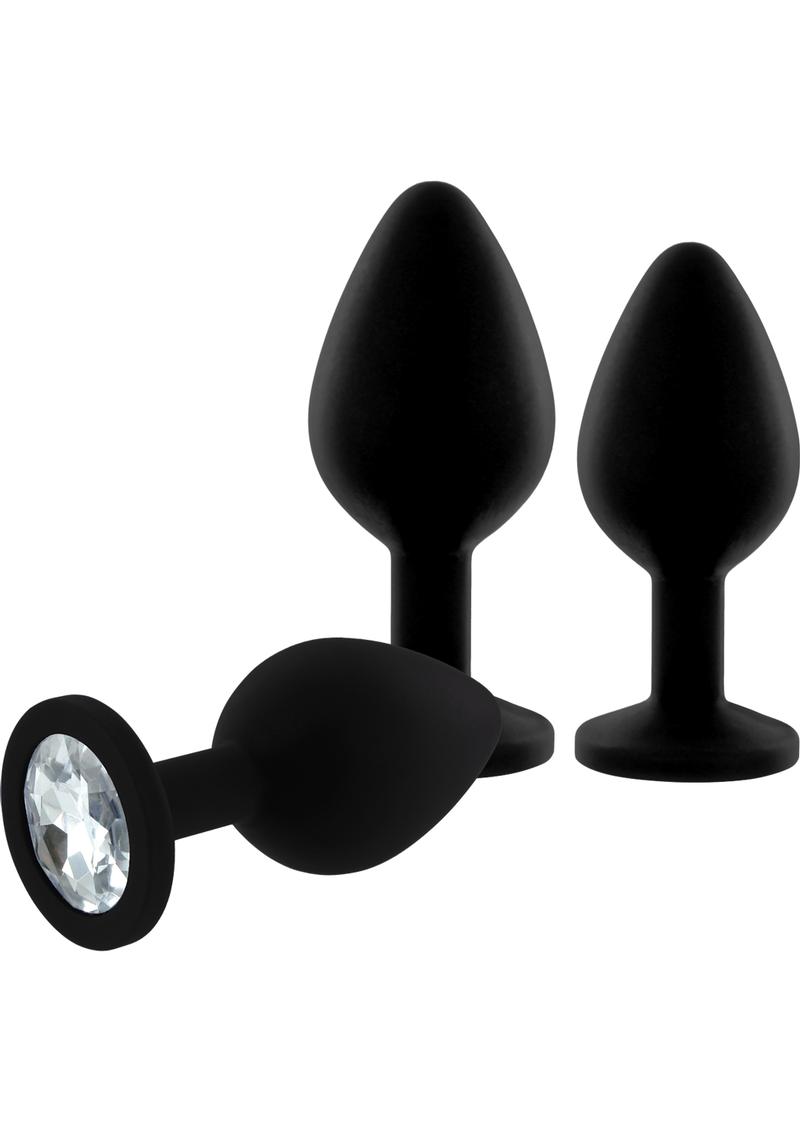 Tapón anal de silicona Rianne S, color negro, 3 tamaños surtidos