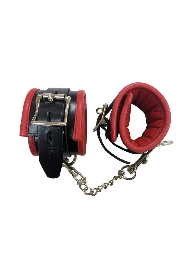 Rouge Padded Leather Wrist Cuffs Black And Red