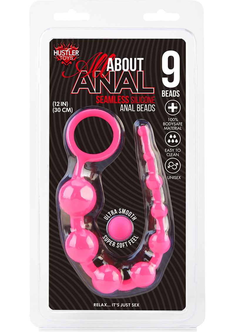 Hustler Silicone Anal Beads 9 Balls Pink 12 Inch