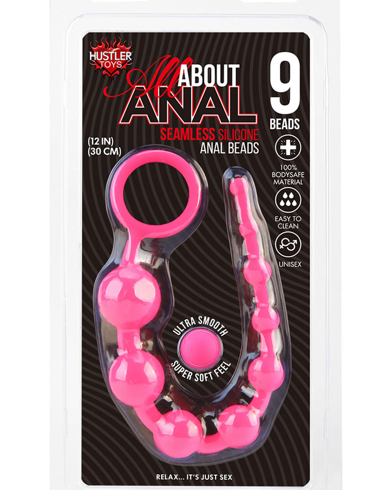 Hustler Silicone Anal Beads 9 Balls Pink 12 Inch