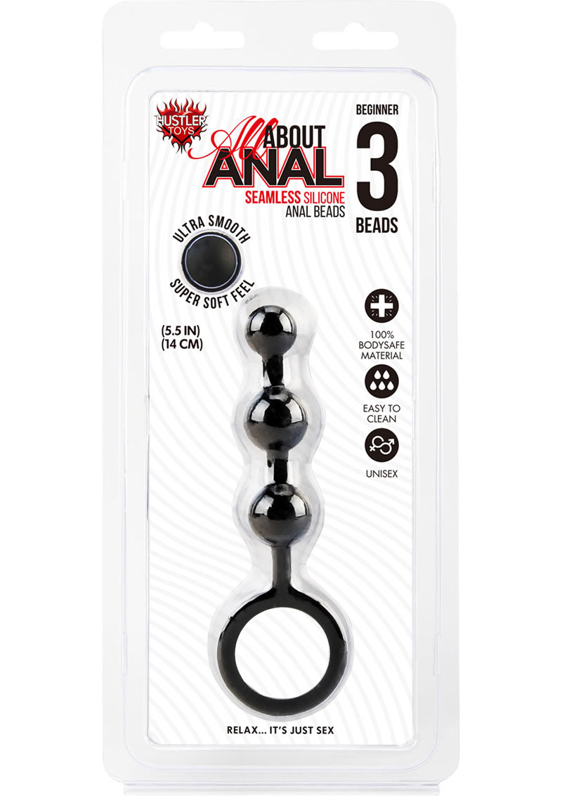 Hustler Silicone Anal Beads 3 Balls Black 5.5 Inch