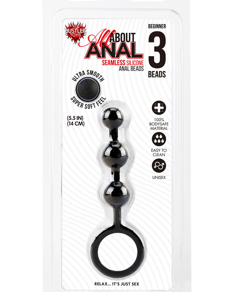 Hustler Silicone Anal Beads 3 Balls Black 5.5 Inch
