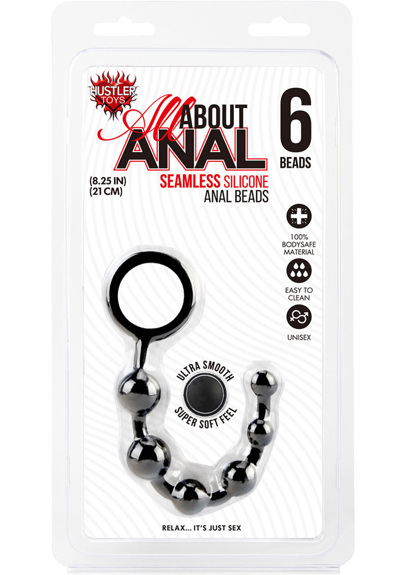 Hustler Silicone Anal Beads 6 Balls Black 8.25 Inch