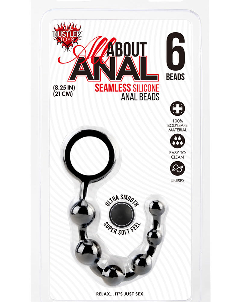 Hustler Silicone Anal Beads 6 Balls Black 8.25 Inch