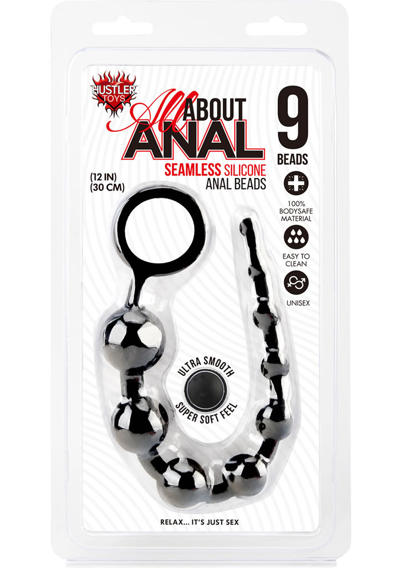 Hustler Silicone Anal Beads 9 Balls Black 12 Inch