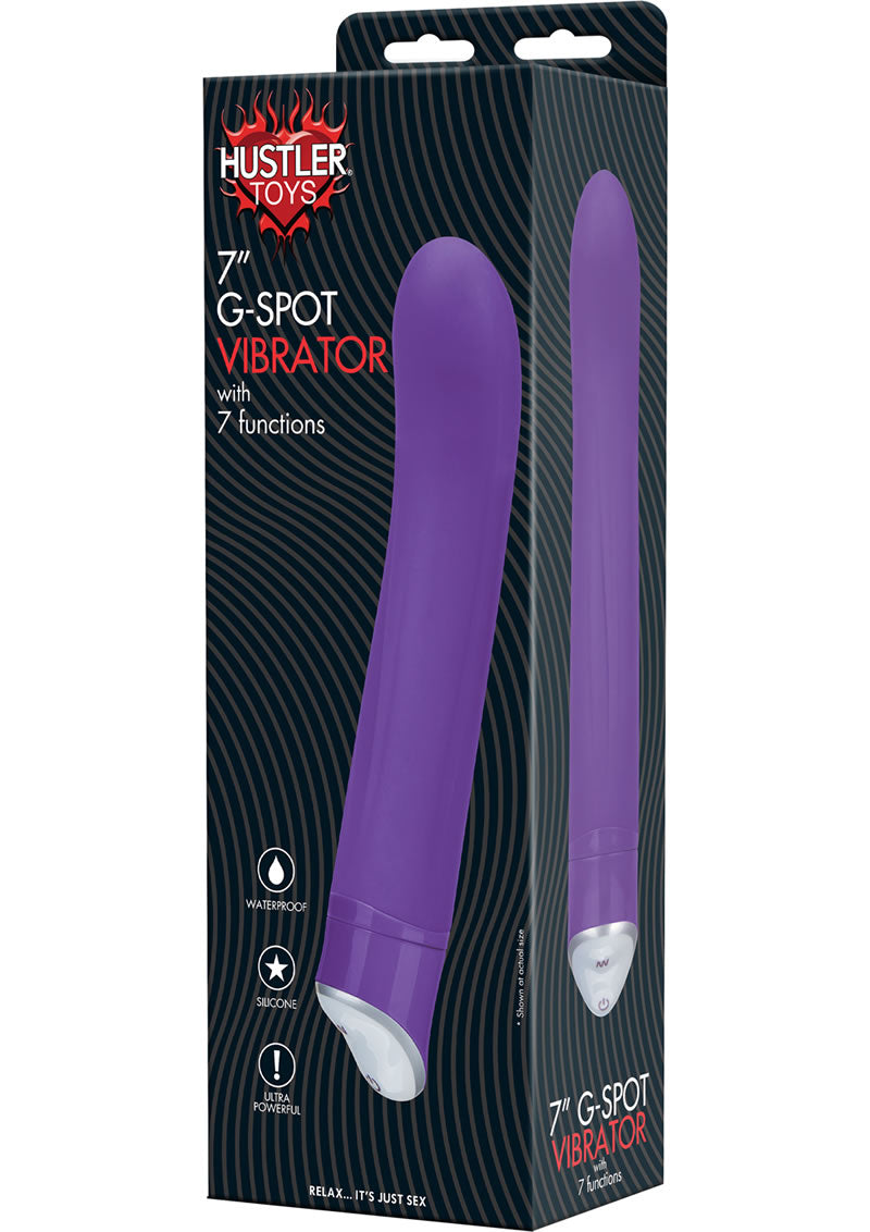 Vibrador de silicona para punto G Hustler, resistente al agua, morado, 7 pulgadas