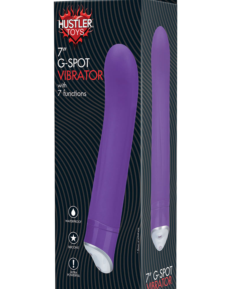 Vibrador de silicona para punto G Hustler, resistente al agua, morado, 7 pulgadas