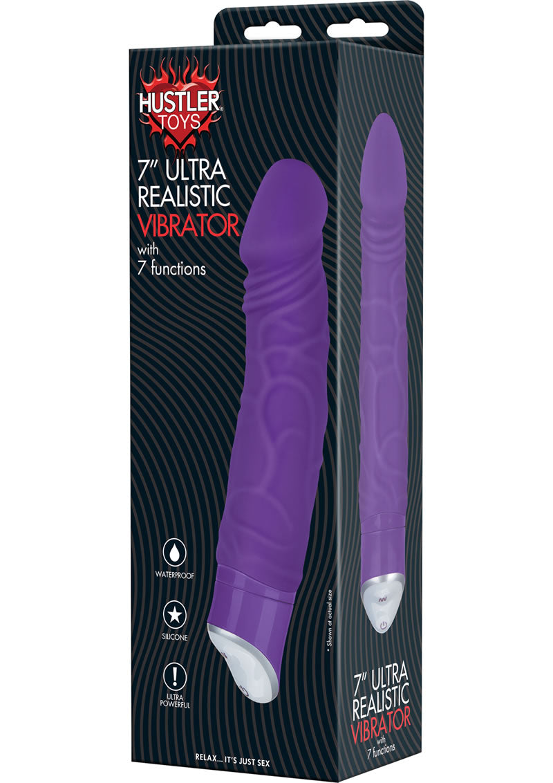 Hustler Ultra Realistic Silicone Vibe Waterproof Purple 7 Inch