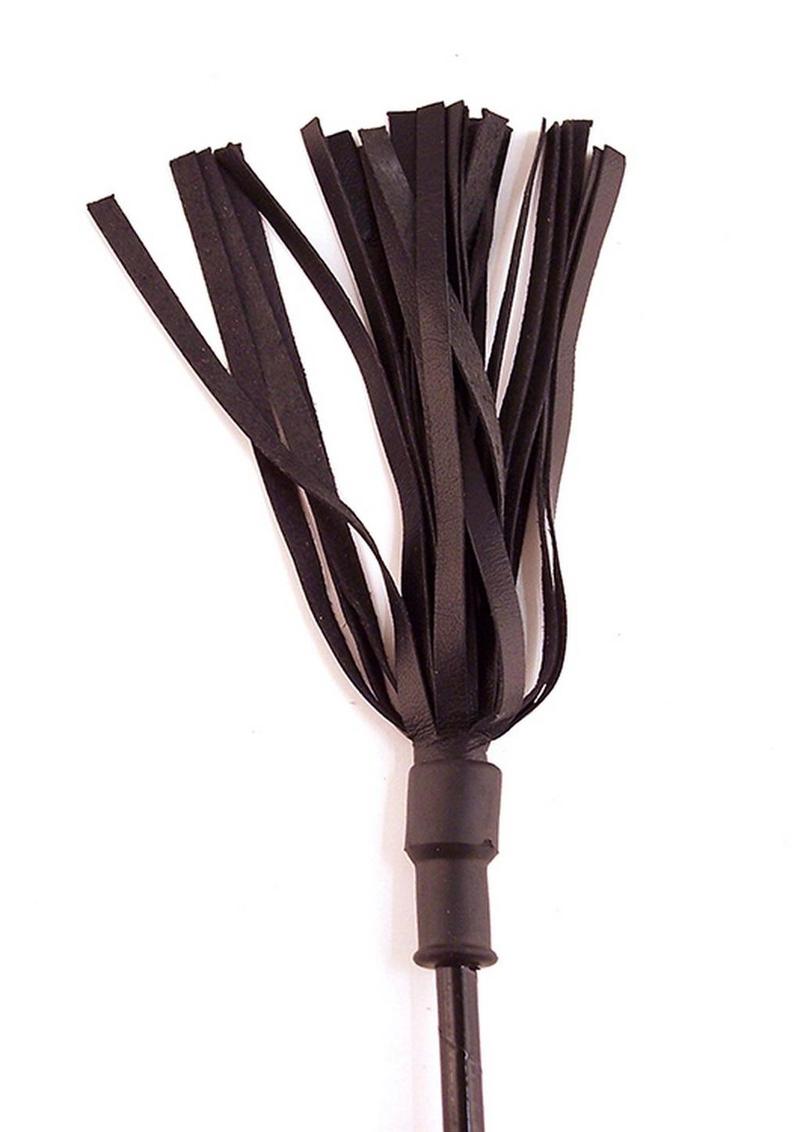 Rouge Wooden Handle Leather Riding Crop Black