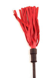 Rouge Wooden Handle Leather Riding Crop Red