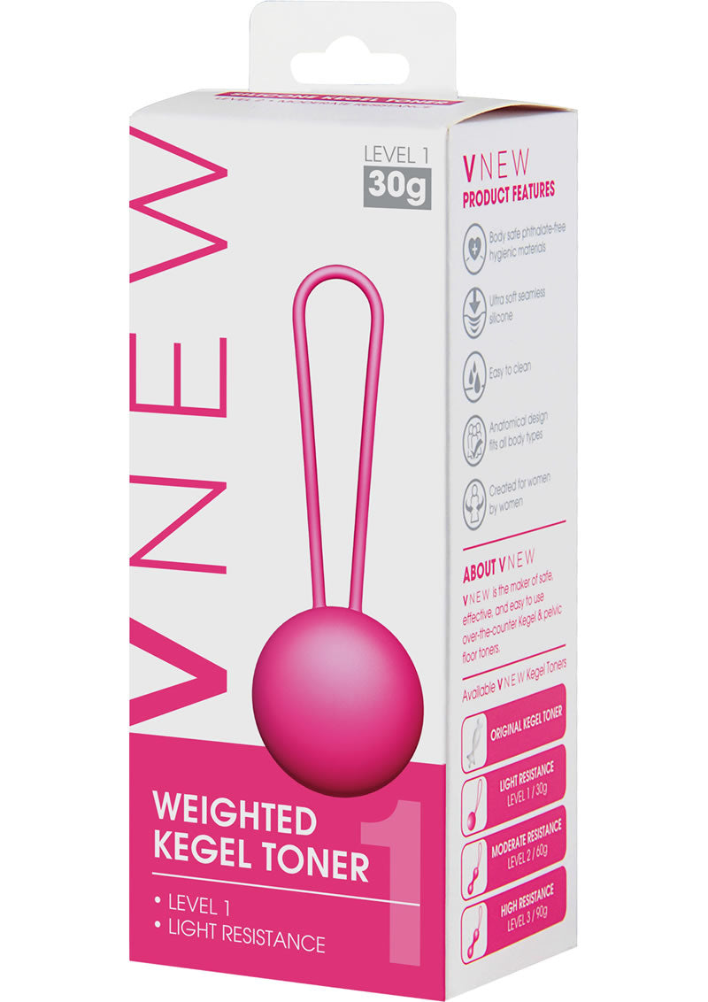 Vnew Weighted Kegel Toner Bola de silicona de nivel 1, color rosa, 1 onza