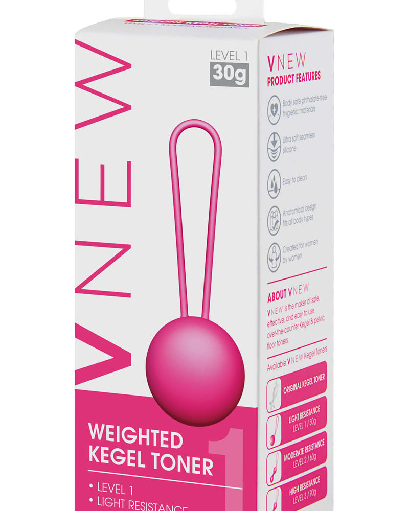 Vnew Weighted Kegel Toner Bola de silicona de nivel 1, color rosa, 1 onza