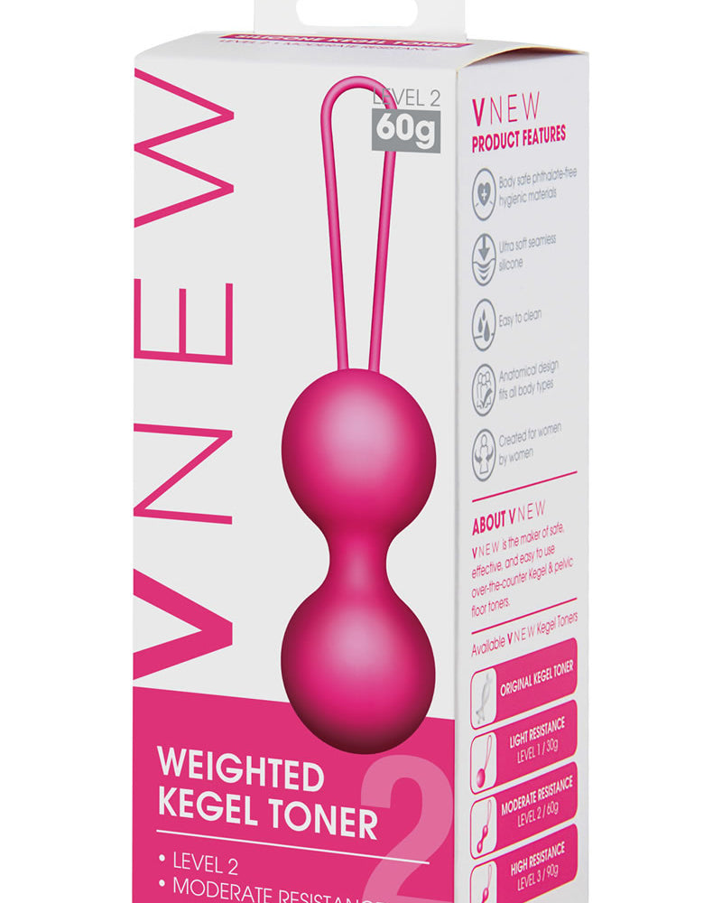 Vnew Weighted Kegel Toner - Bolas de silicona de nivel 2, color rosa, 2 onzas