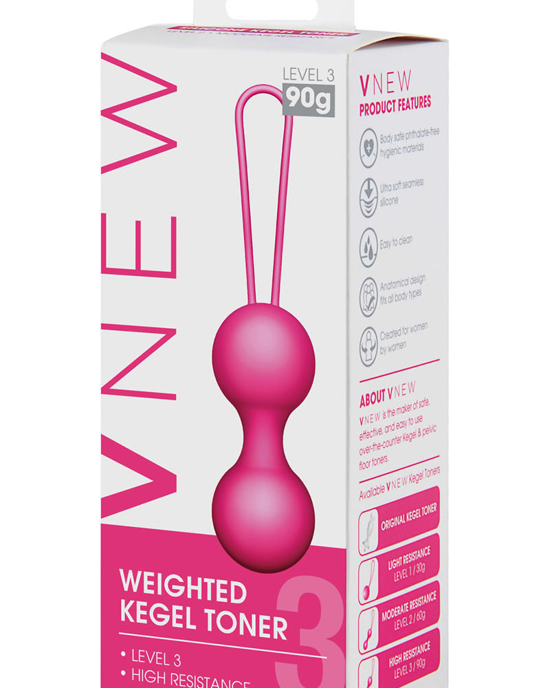 Vnew Weighted Kegel Toner Bolas de silicona de nivel 3, color rosa, 3,2 onzas