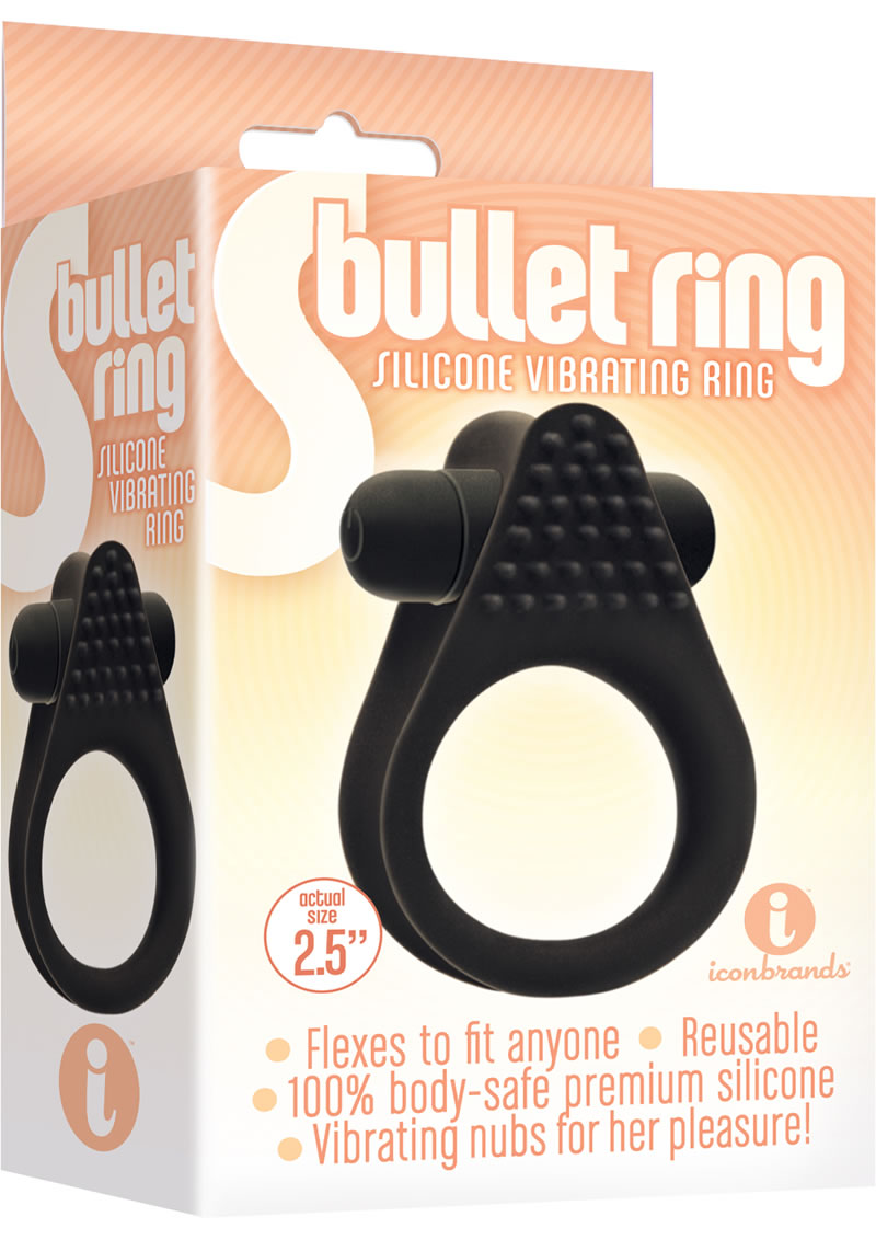 Anillo vibrador de silicona Bullet Ring negro