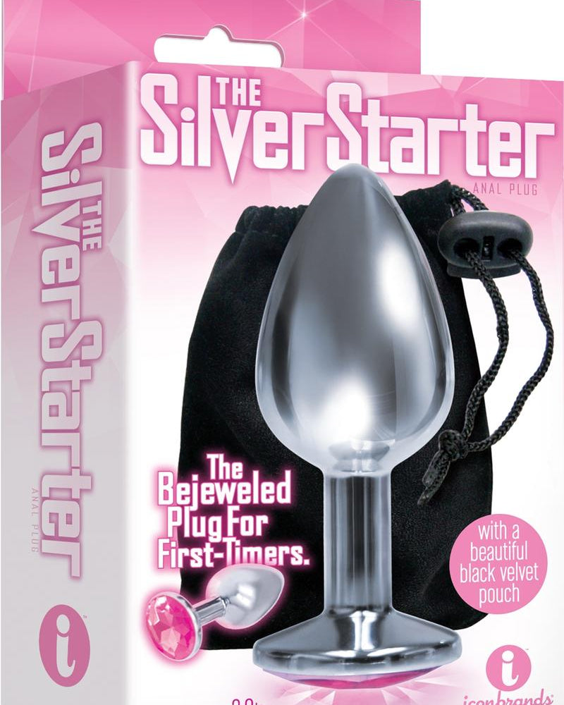 The Silver Starter Bejewled Anal Plug For First Timers Pink 2.8 Inch